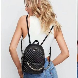Victoria's secret small city chevron backpack Black with chain New
